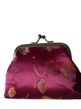 Silk Brocade Coin Purse in Deep Magenta